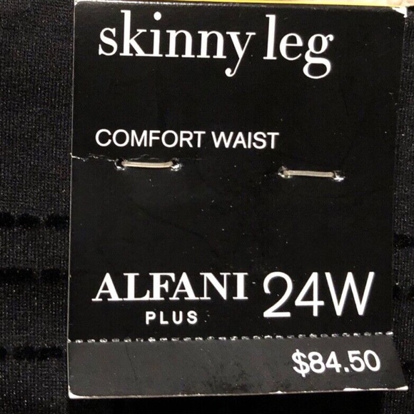 (NWT) Alfani Women's Black Flocked Grid-Print Skinny Pants Plus Size 24W - Picture 9 of 12